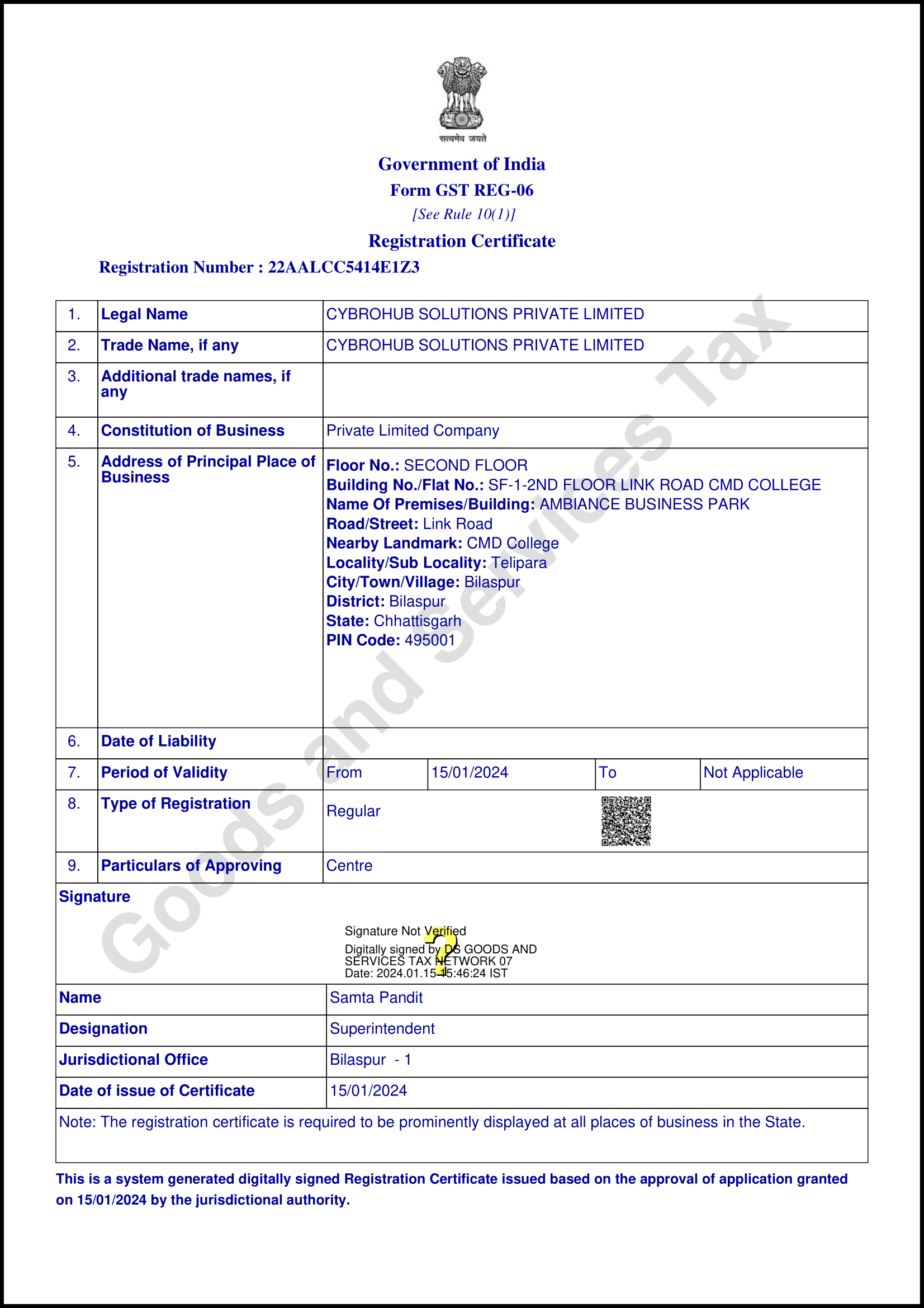 GST Certificate